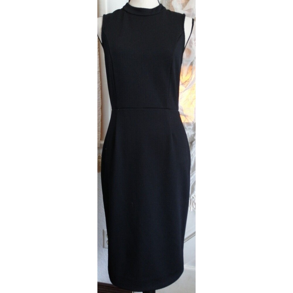 Paris Sunday Black Satin Sheath Dress Sleeveless NEW Women Size M Classic
